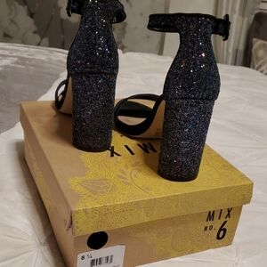 Mix No. 6 Black Glitter Heels